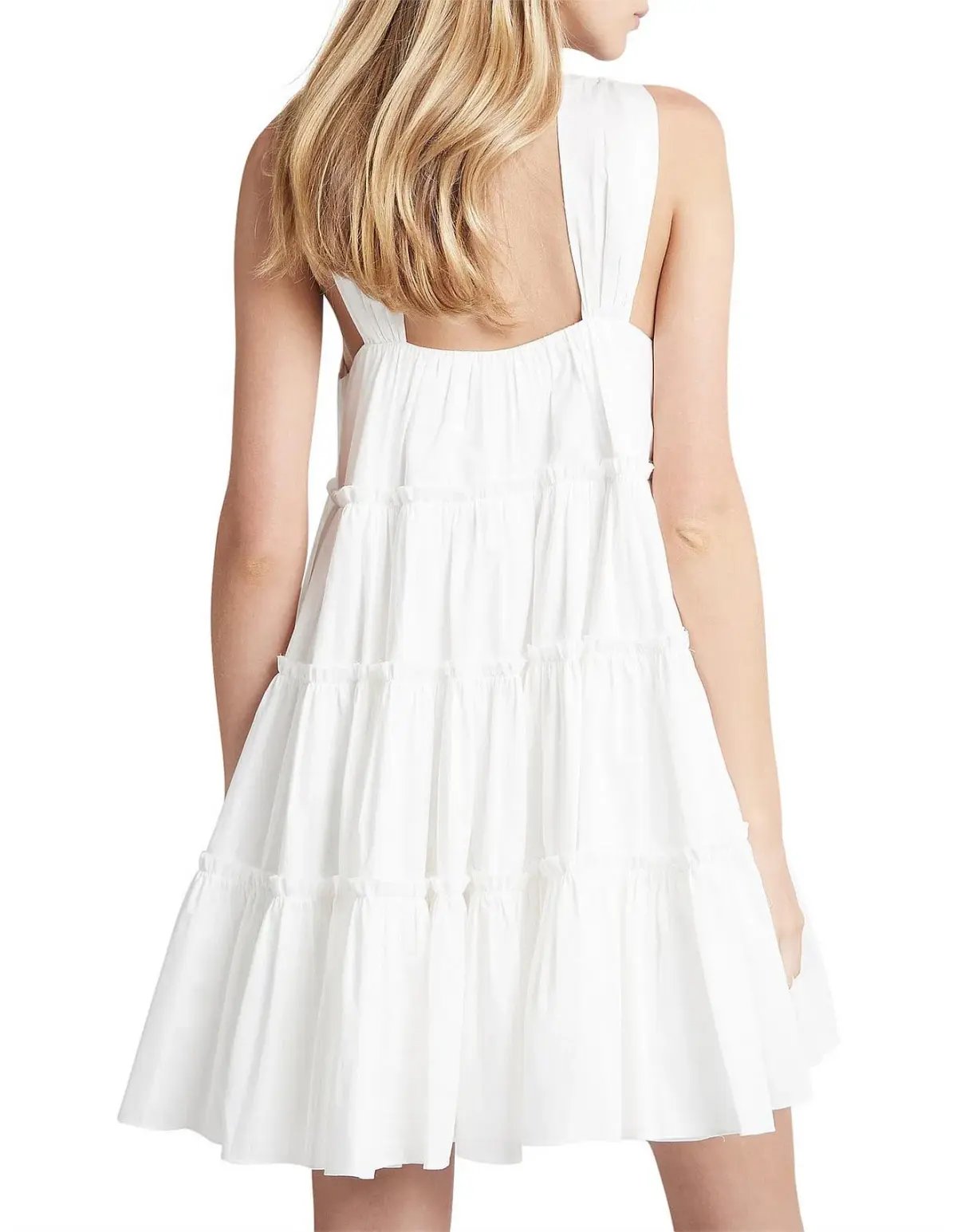 Aje Solstice Tiered Mini Dress Ivory Size 12 photo 3