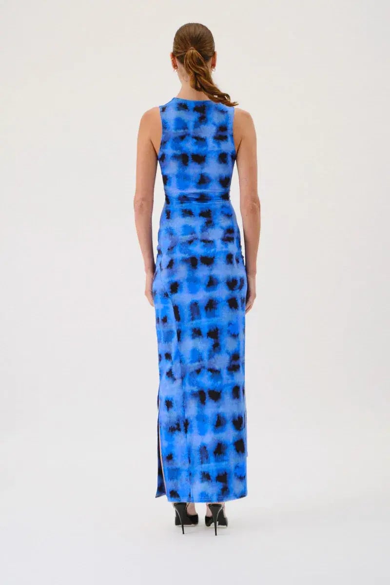 Suboo Shibori Sleeveless Reversible Twist Front Maxi Dress Blue Print Size S / AU 8 photo 5