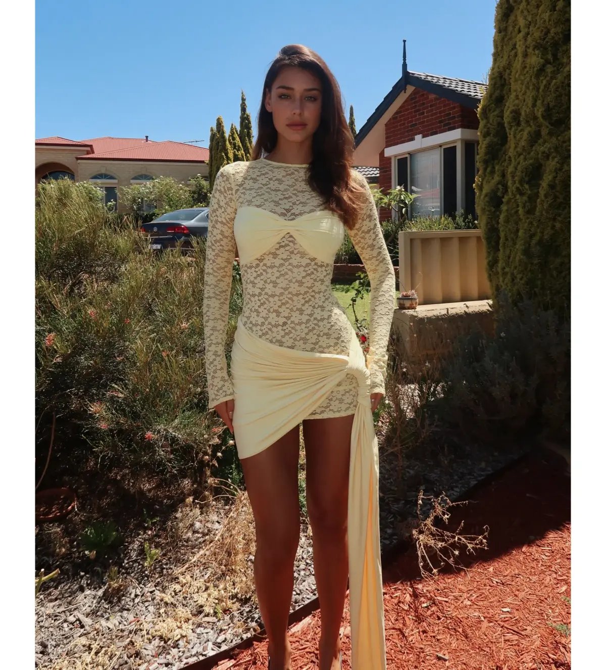 Deconduarte Ortigia Mini Dress in Yellow Size 12 photo 2