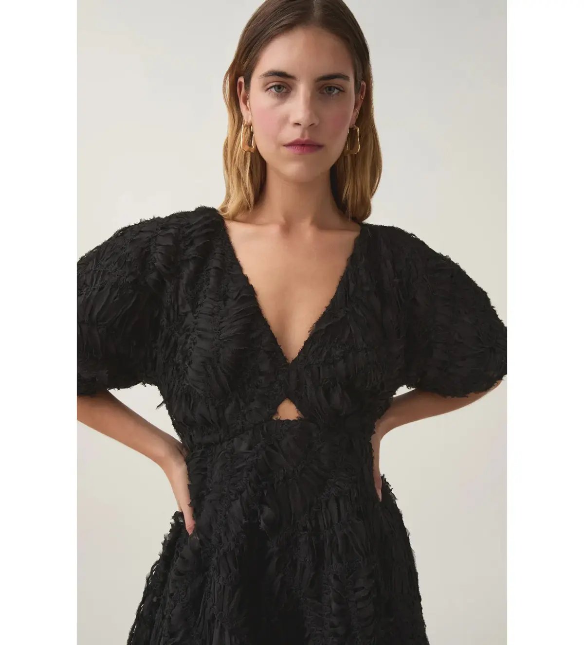 Aje Florential Textured Midi Dress Black Size AU 16 photo 2