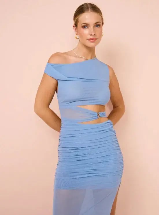 Bec & Bridge Whorl Asym Mesh Maxi in Merdian Blue Size AU 8 photo 10