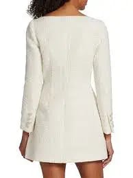 Self-portrait Double-breasted Bouclé Mini Dress Cream Size 10 photo 2