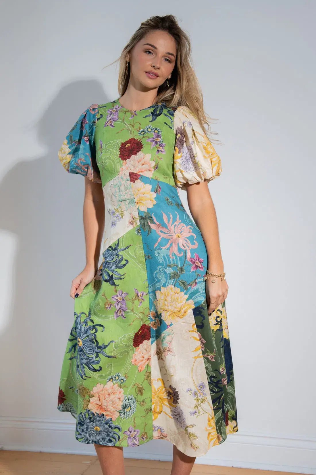 Alemais Avery Spliced Midi Dress  in Mulit colored Floral Print Size AU 4 photo 2