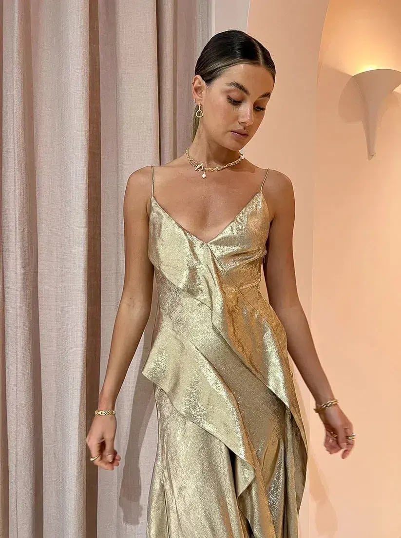 Acler Queensbridge Midi Dress Gold Size 10 photo 3