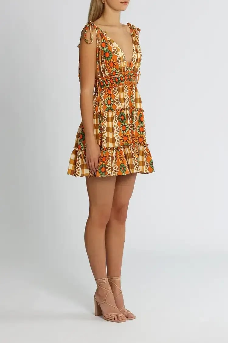 Alice McCall Clara Mini Dress in Brown Multi Size 10 photo 2