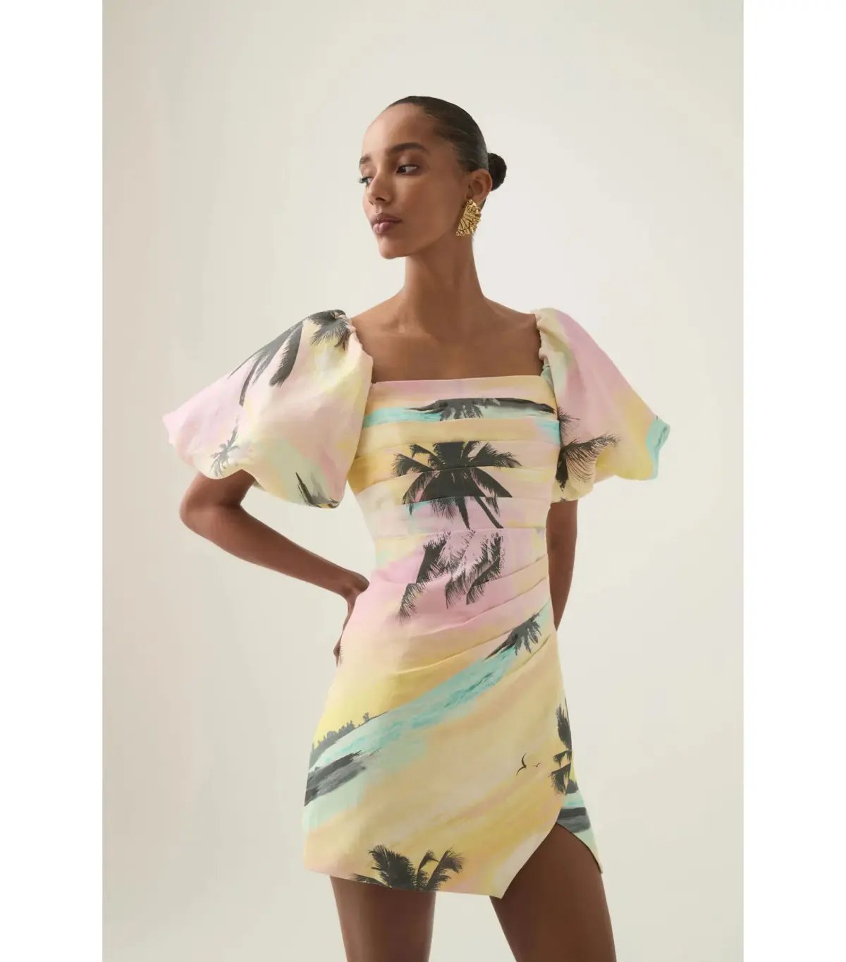 Aje Paradise Wrap Front Mini Dress Sunset Sky Size AU 10 photo 4