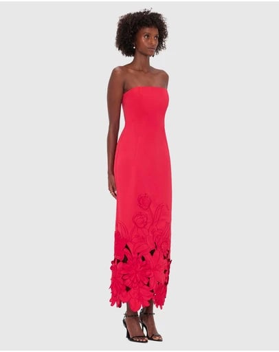 Leo Lin Rayna Applique Dress - Red photo 2