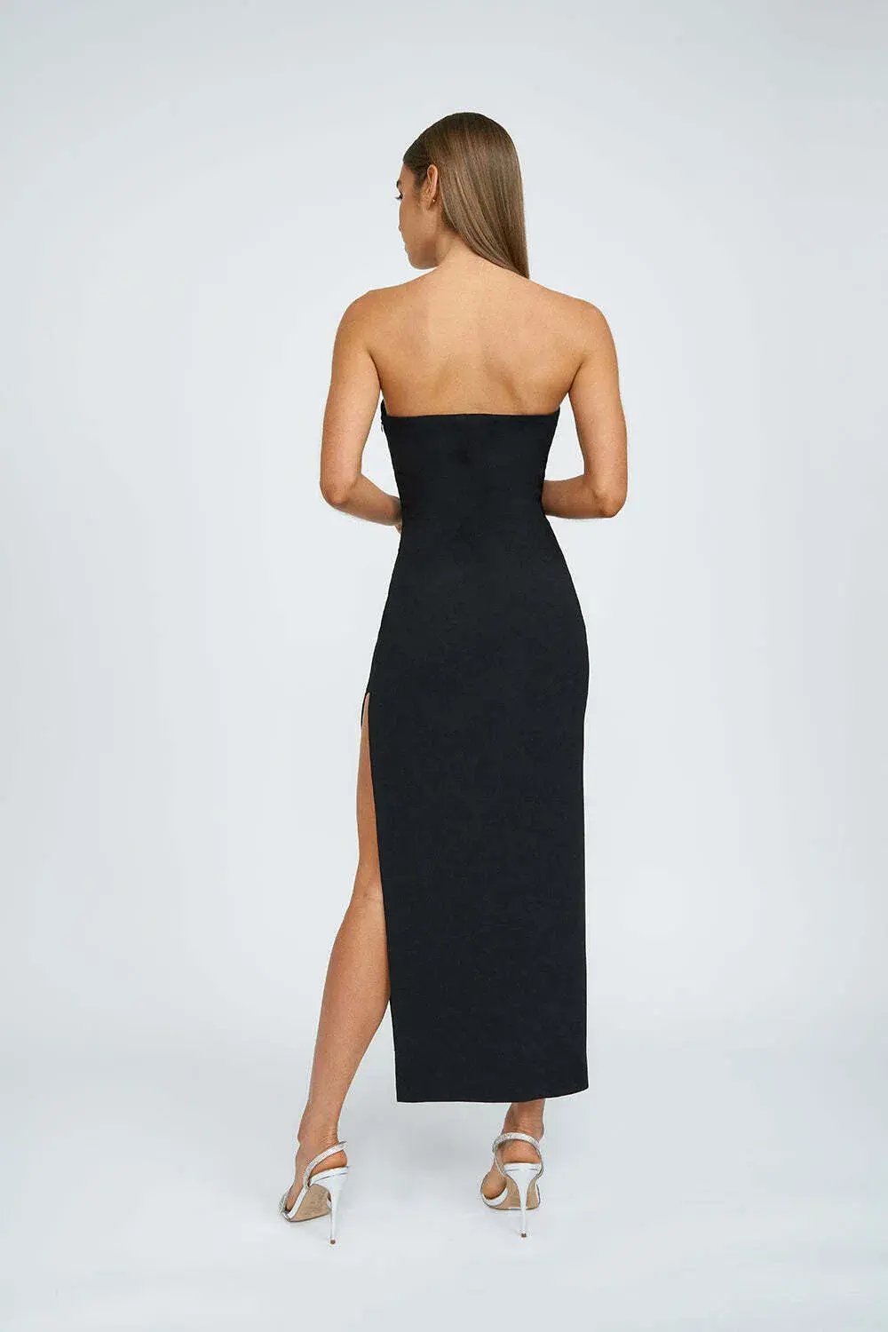 By Johnny Ginny Scoop Split Midi Dress Black Size 8 photo 6