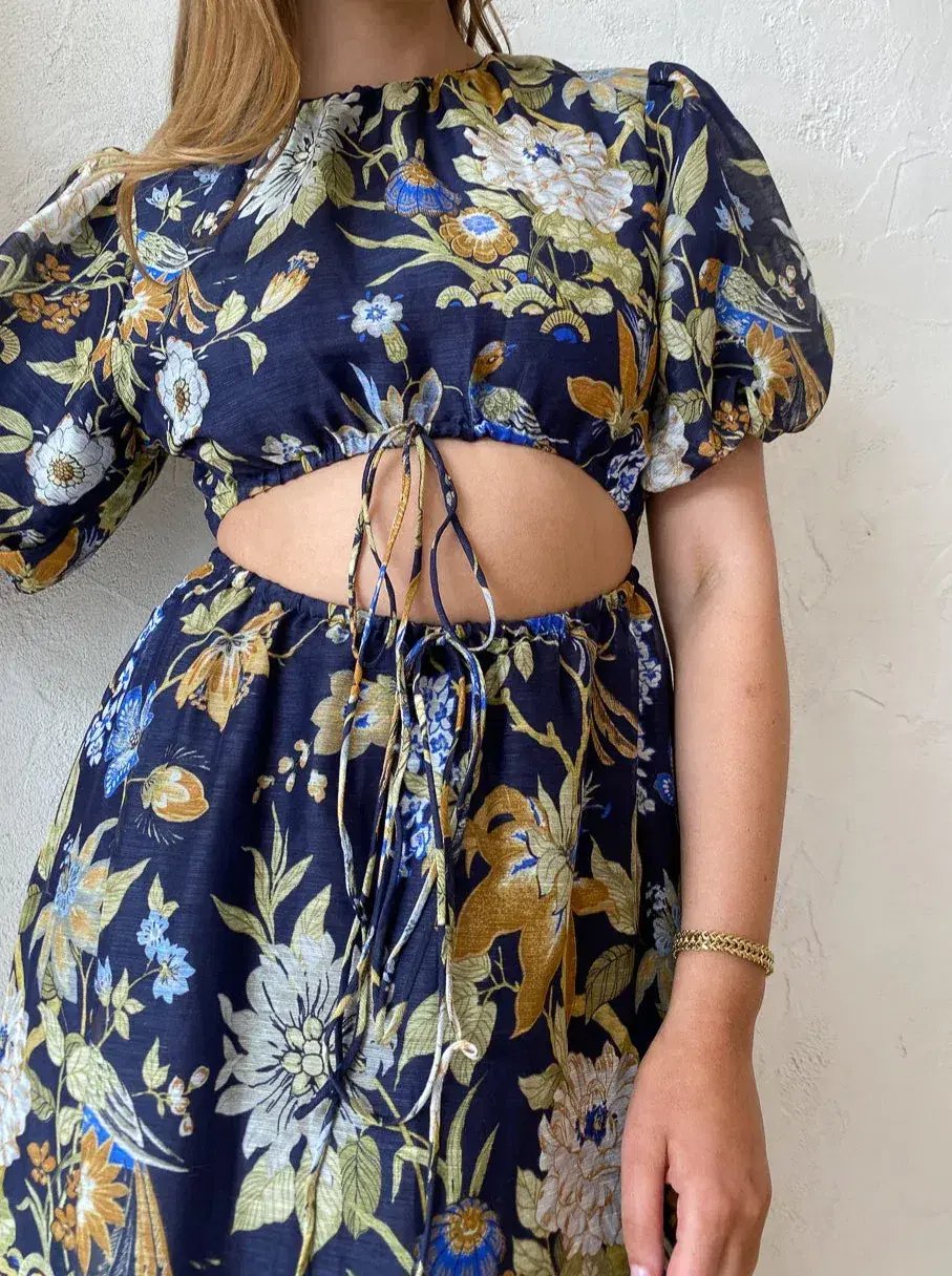Sir The Label Lilian Puff Sleeve Dress Floral Size 8 photo 3