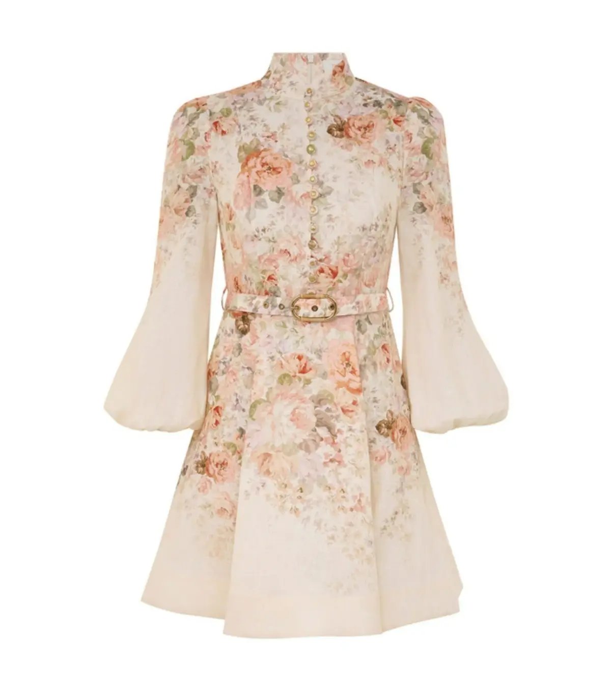 Zimmermann Illustration Buttoned Mini Dress Cream Rococo Floral Size 2 / AU 12 photo 4