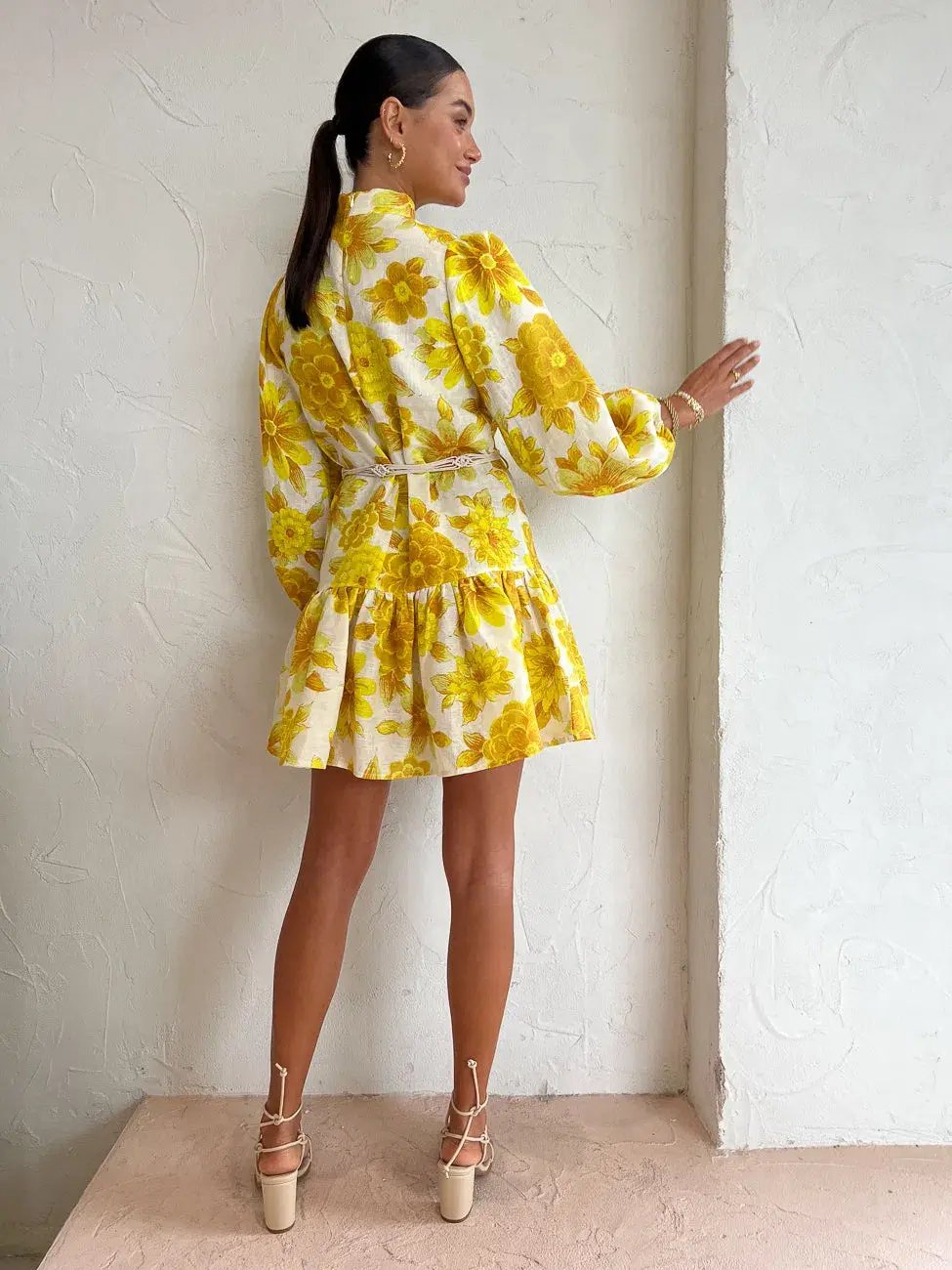 Alemais Sonny Floral Yellow Mini Dress Size 8 photo 4