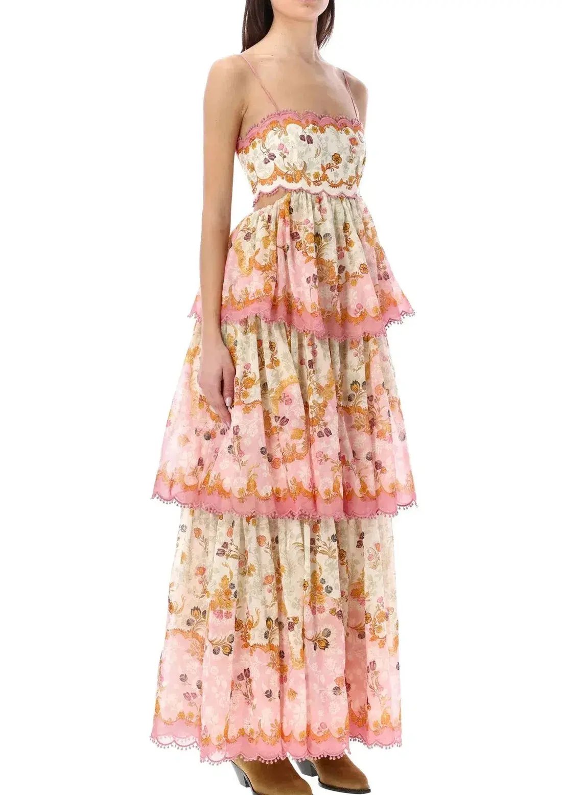 Zimmermann Laurel Frill Midi Dress Floral Size 1 / Au 10 photo 3