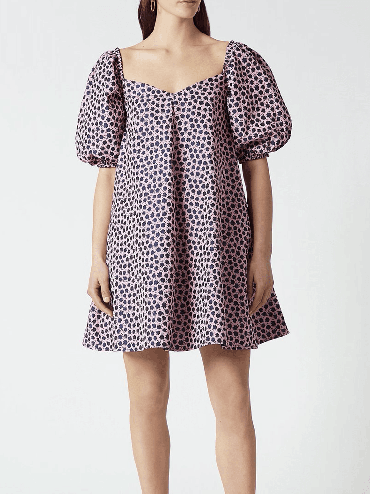 Scanlan Theodore Floral Trapeze Mini Dress Pink Size 6 photo 2