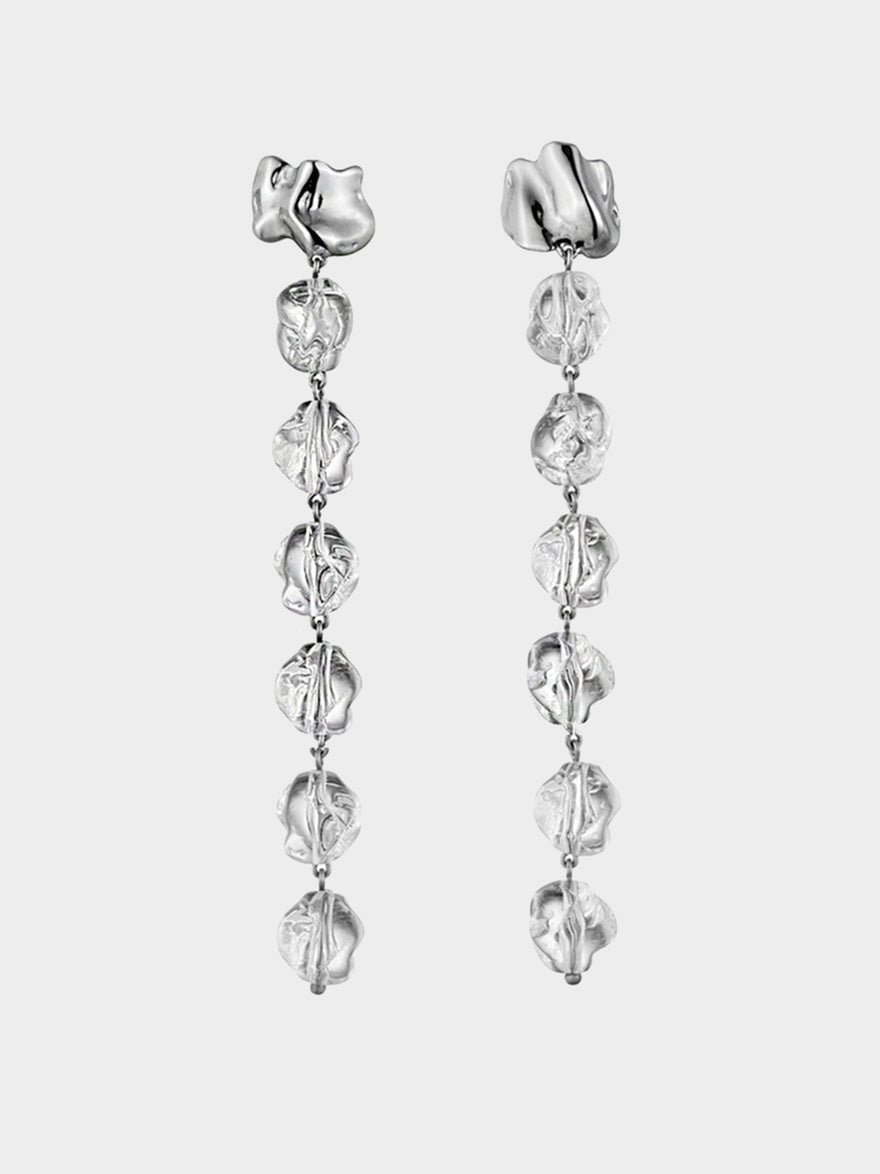 Sterling King Midi Lucite Earrings Silver photo 3