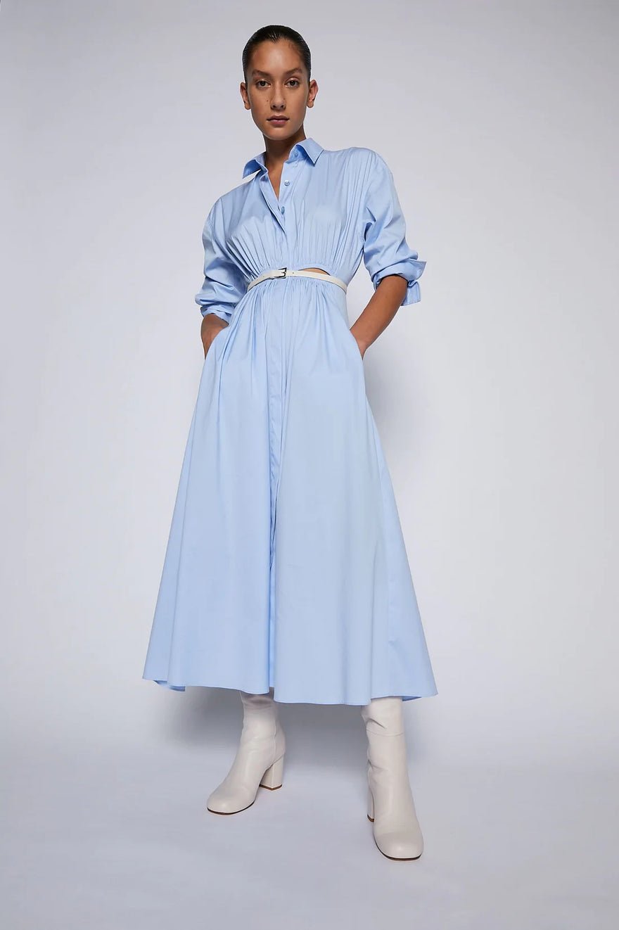 Scanlan Theodore Cotton Gathered Dress - Pale Blue photo 4
