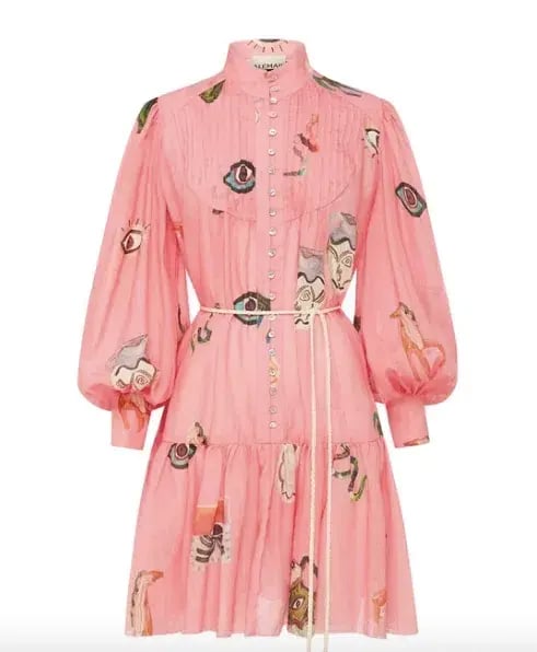 Alemais Cleo Smock Mini Dress Pink Size AU 12 photo 4