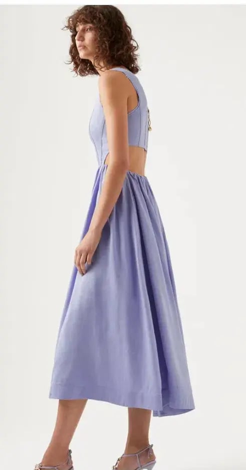 Aje Virginie Cut Out Midi Dress Purple Size 12 / L photo 5