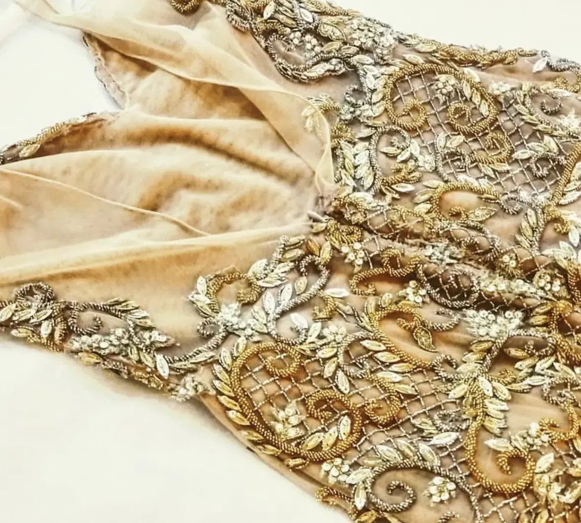 Jane Hill Custom Gold Beaded Gown Size 8 photo 3