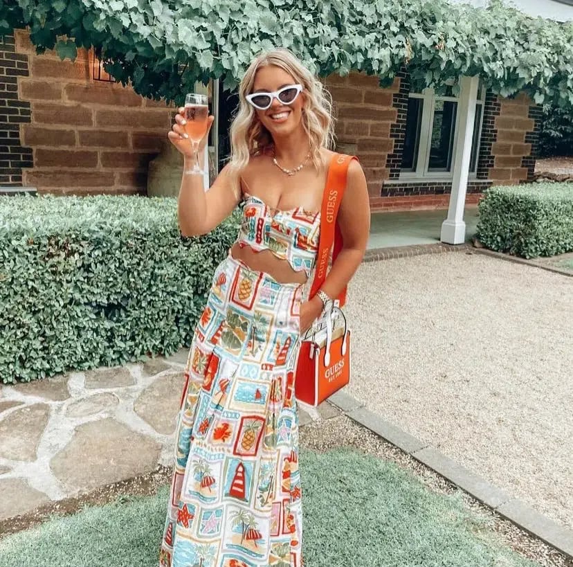 By Nicola Sea Change Top & Maxi Skirt In Summer Vacation Print Size AU 8 photo 3