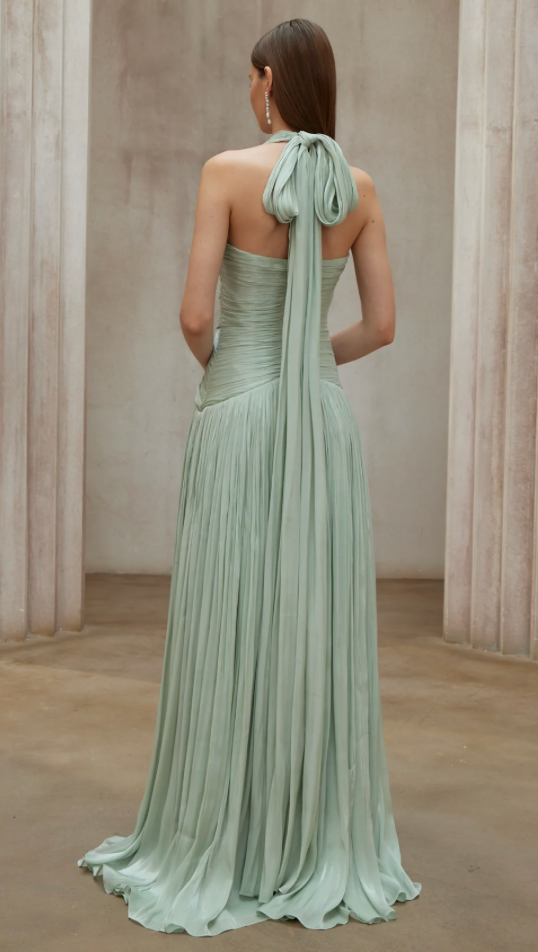 URANIE MINT GREEN GATHERED MAXI photo 4