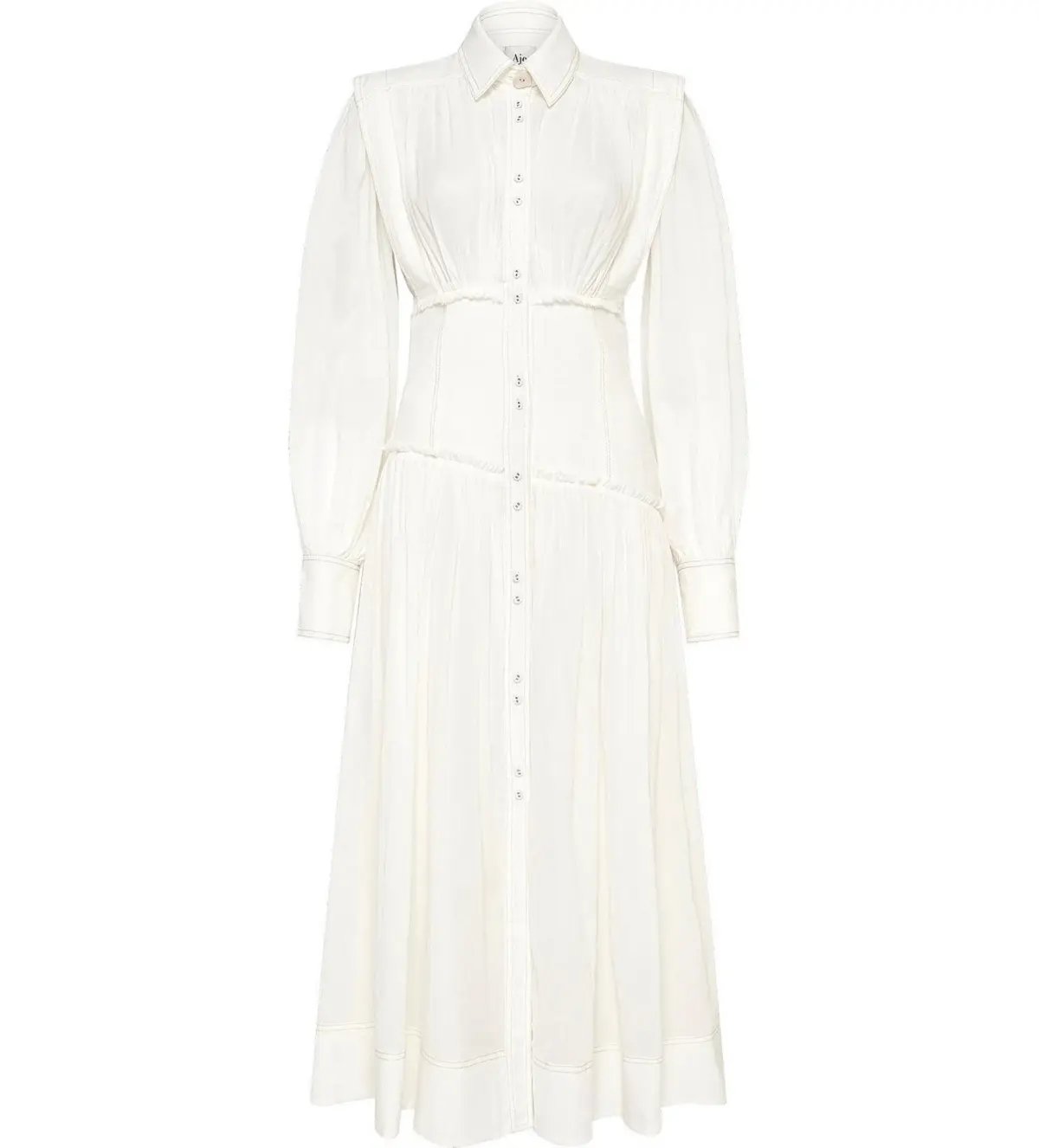 Aje Utopia Long Sleeve Maxi Dress White Size 8 photo 5