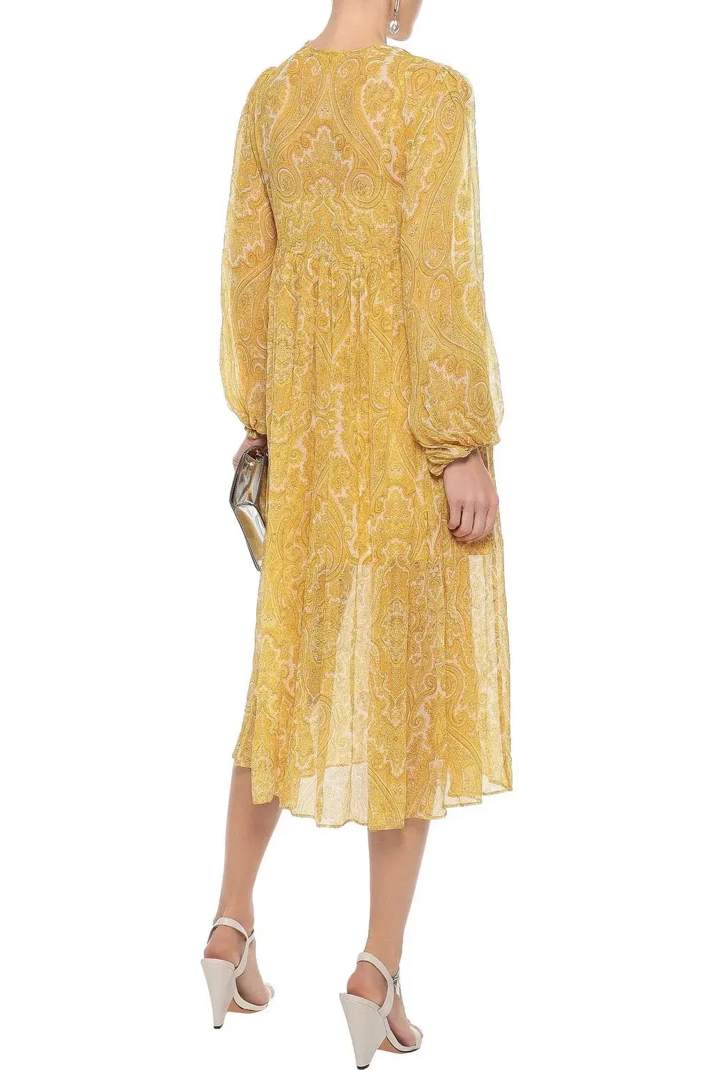 Zimmermann Lumino Paisley Midi Dress Yellow Paisley Size 6 photo 2