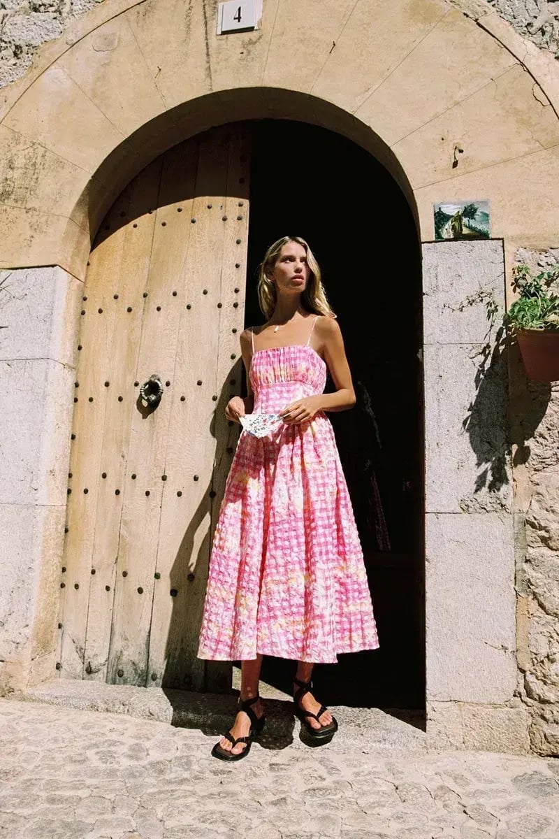 Steele Marina Midi Dress in Hypno Gingham Print Size AU 8 photo 4
