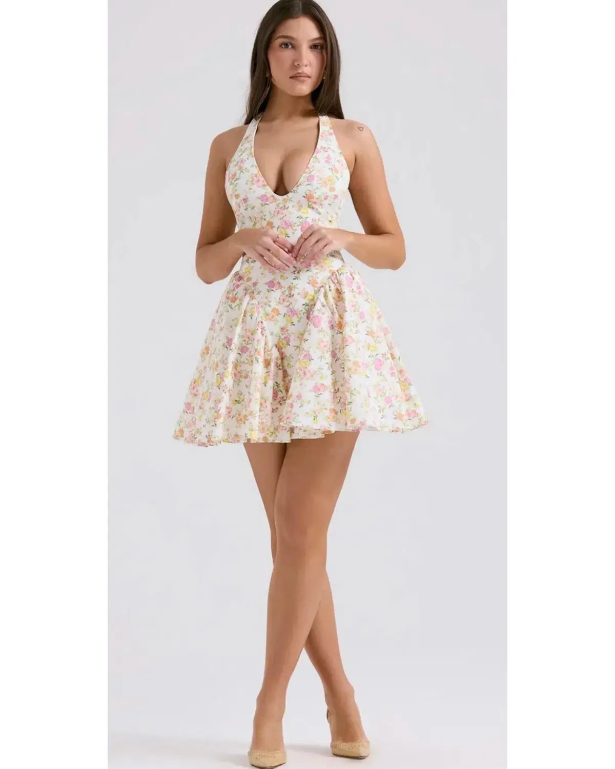 House of CB Valentia Dress Ivory Meadow Print Size AU 8 photo 2