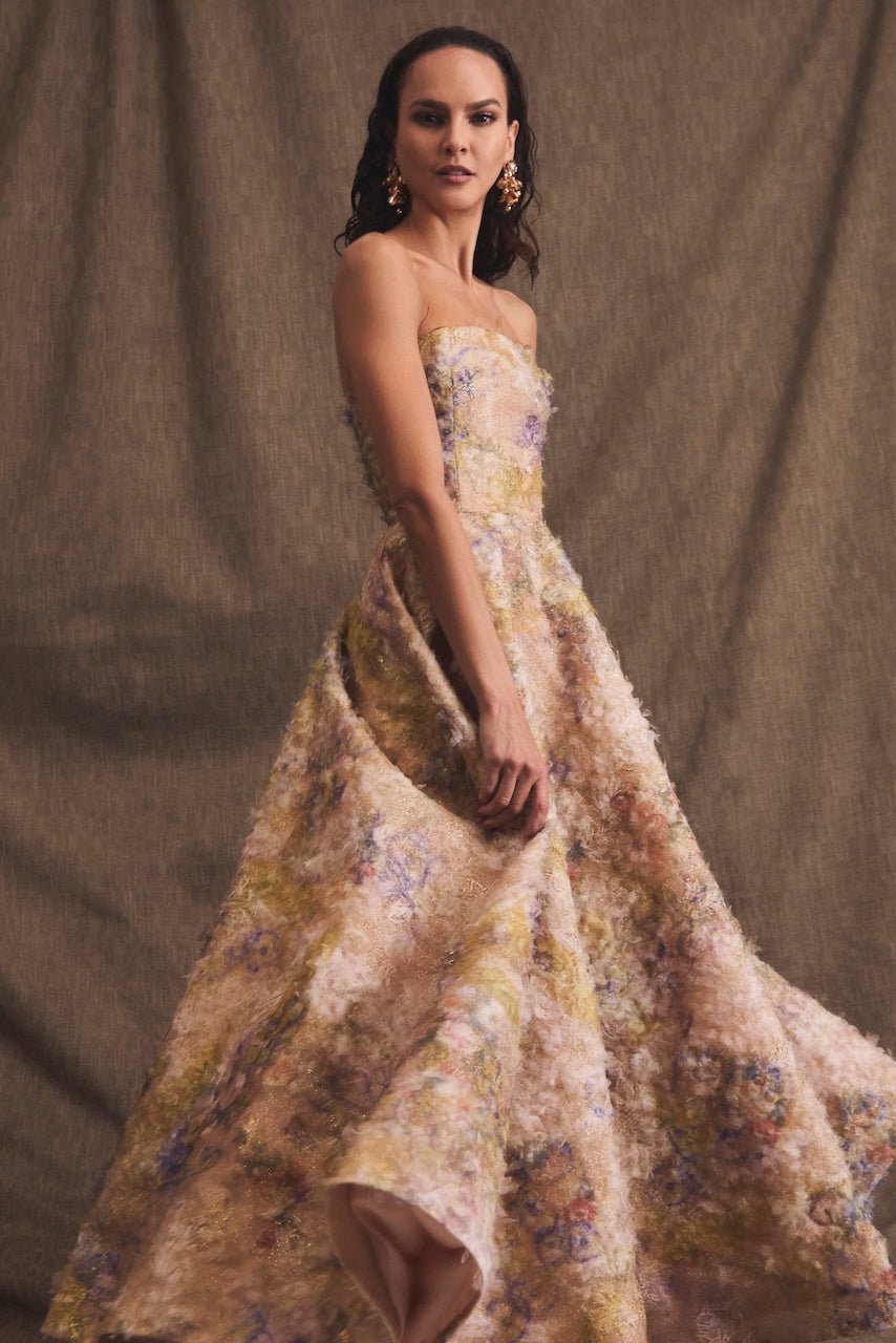 HELSI CELINE DRESS - GOLD WATERCOLOUR photo 6