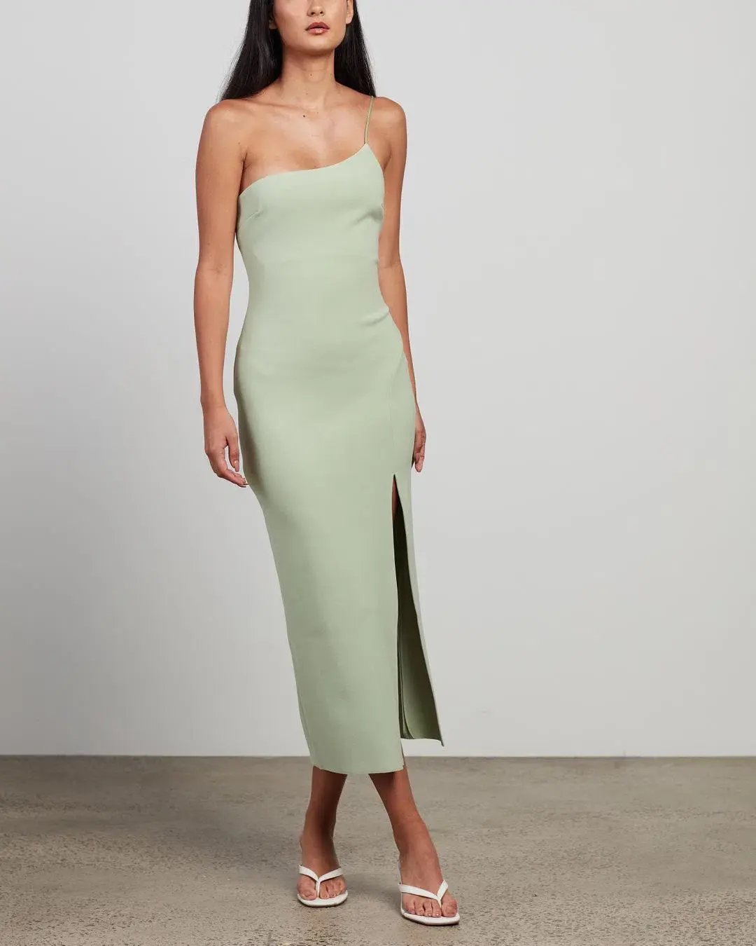 Bec & Bridge Fleur Asymmetric Midi Dress Avocado Size 8 photo 4