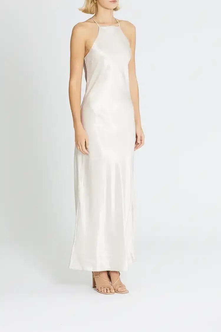 Calvin Klein Liquid Shine Maxi Slip Dress in Ivory Size 10 photo 2