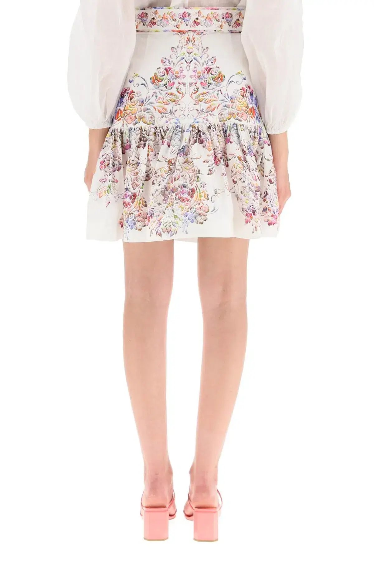 Zimmermann Prima Flip Linen Mini Skirt Floral Size 0P / Au 6P photo 4