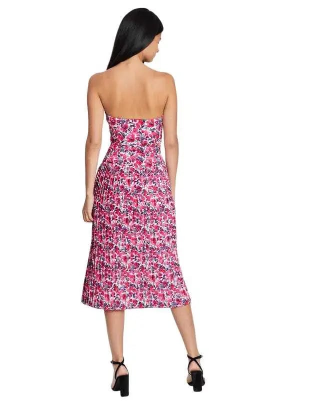 By Johnny Strapless Pleat Midi Dress Print Size 10 photo 4