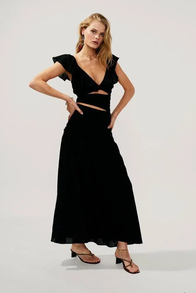 Suboo Alva Rouched Cut Out Maxi Black Size S/ AU 8 photo 2