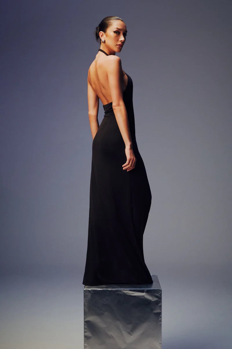 MISHA JENNIFER CUPRO MAXI DRESS - BLACK photo 5