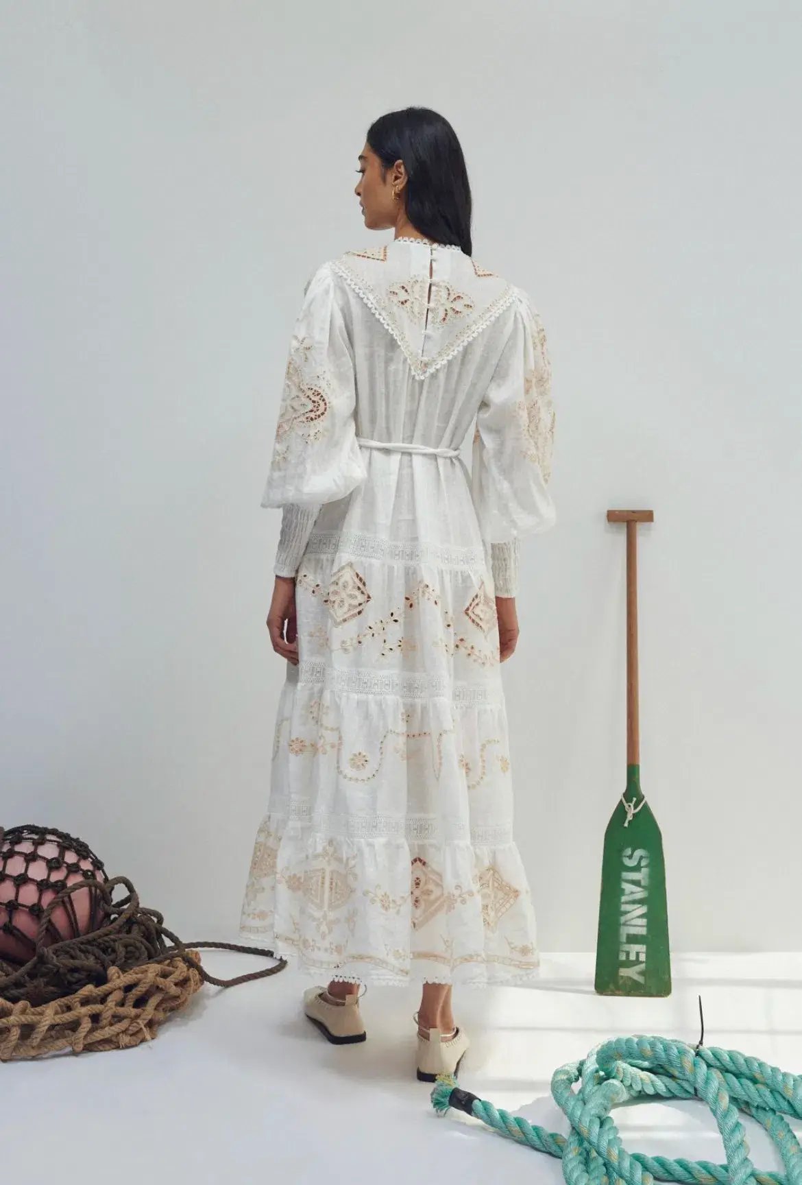 Alemais Embroidered Cecilia Midi Dress White Size AU 10 photo 4