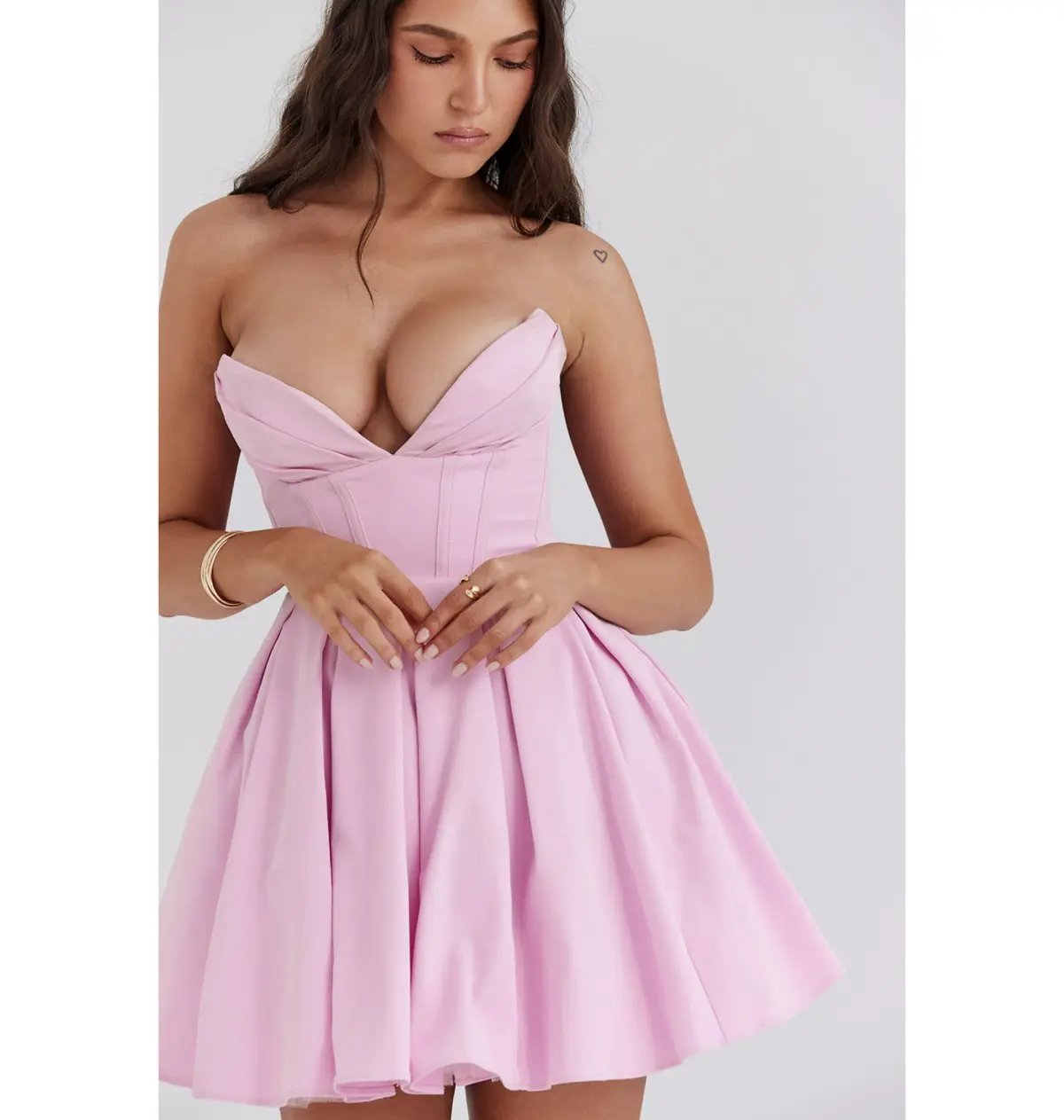 House of CB Mar Twill Strapless Mini Dress Cotton Candy Size AU 6 photo 3