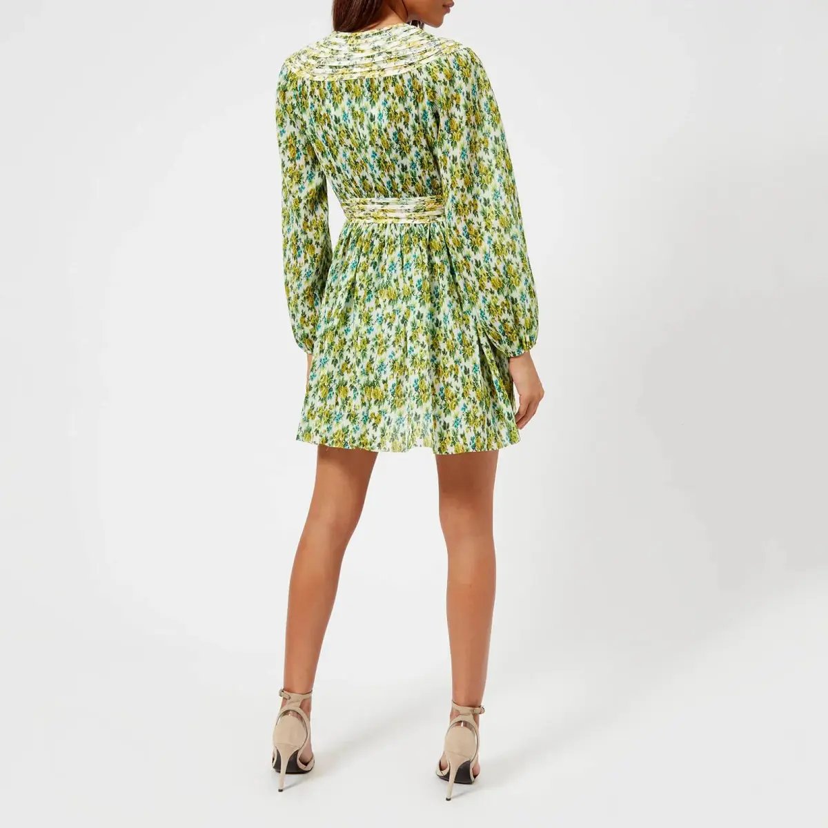 Zimmermann Golden Plisse Mini Dress Lemonade Acid Green Floral Size 8 / 0 photo 3