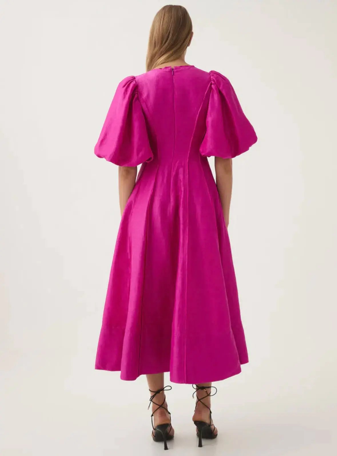 Aje Dusk Puff Sleeve Midi Dress in Deep Magenta Size S / AU 8 photo 3
