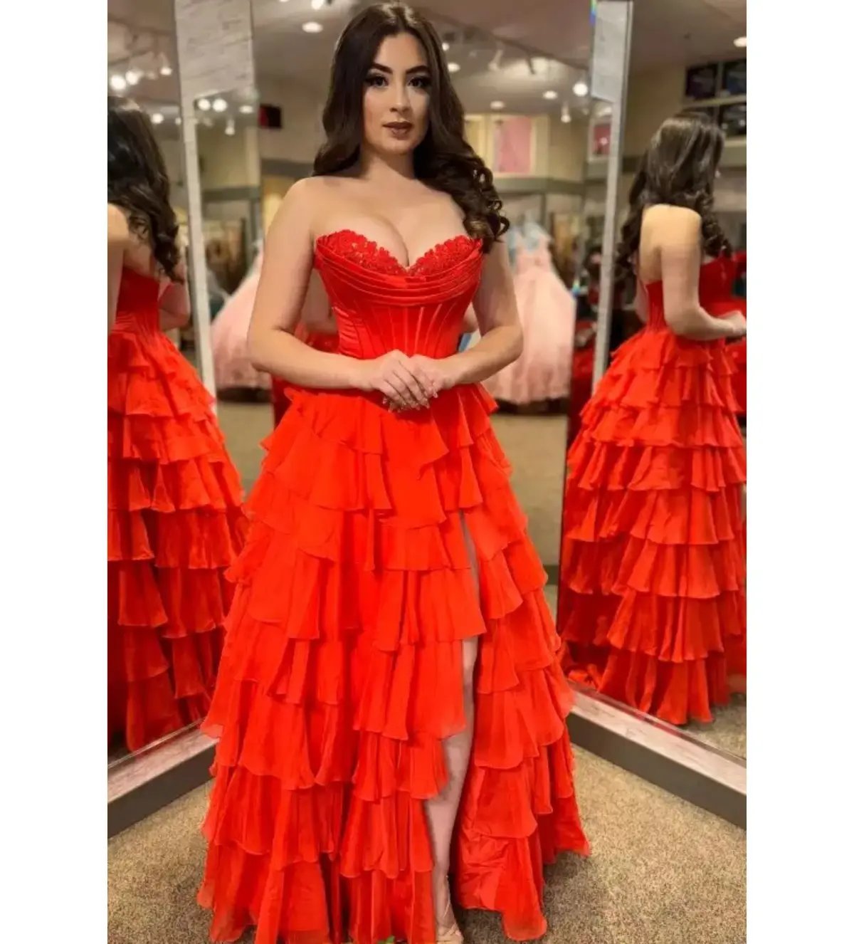 Sherri Hill 56911 Maxi Dress Red Size US 2 AU 6 photo 2