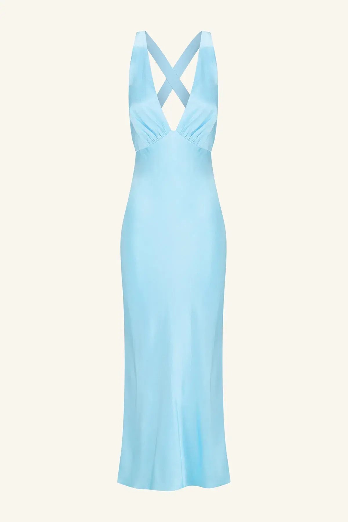 Shona Joy La Lune Plunged Cross Back Midi Dress in Iceberg Blue Size 8 photo 4