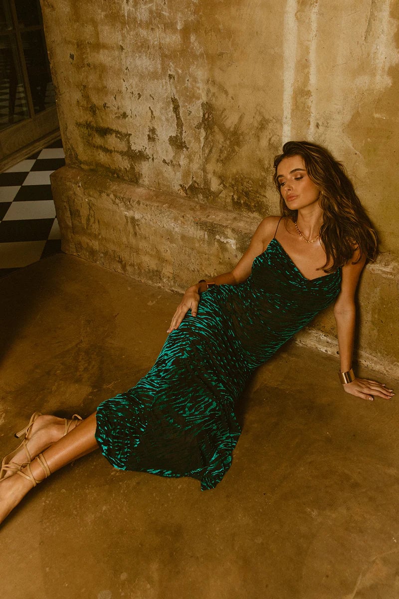 Runaway the Label LIONELL DRESS - EMERALD ZEBRA photo 4