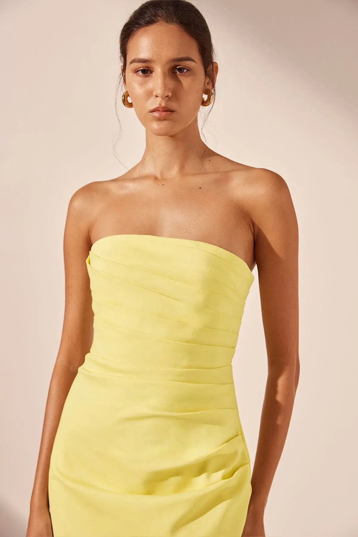 Shona Joy Lani Strapless Draped Maxi Dress Lemon Size 8 photo 2