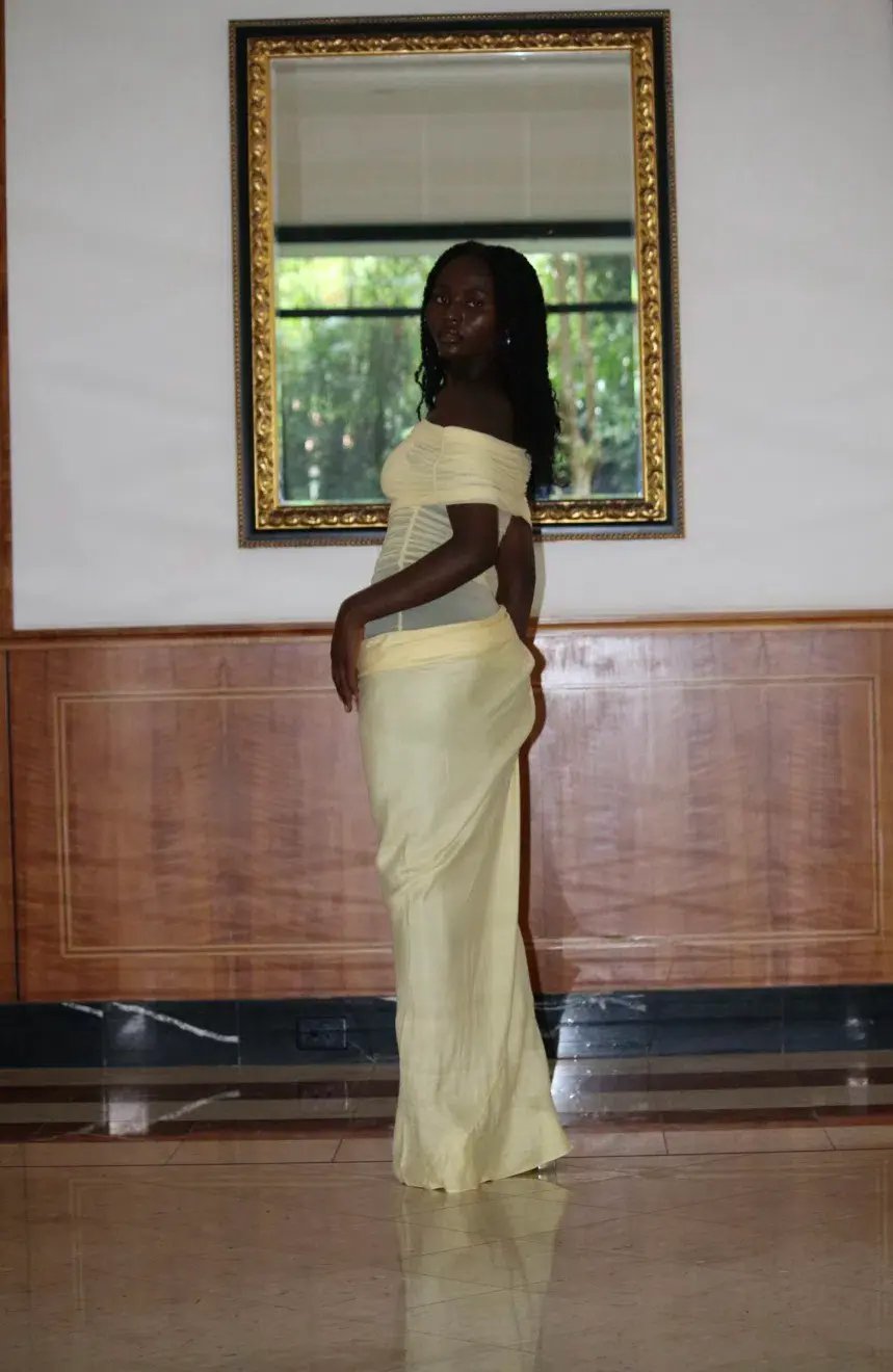 BENNI, Nico Off Shoulder Maxi Dress - Butter size 8 photo 5