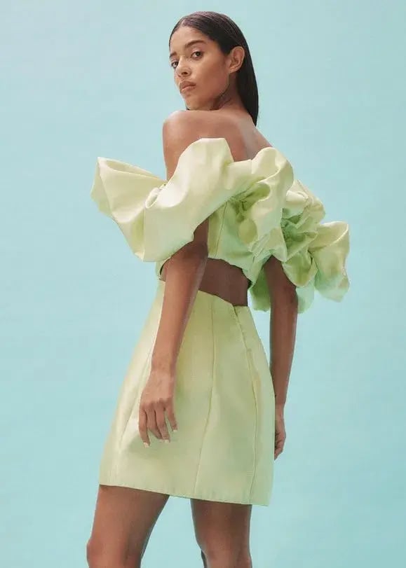 Alemais Suzi Off Shoulder Mini Dress in Green Size 10 photo 3