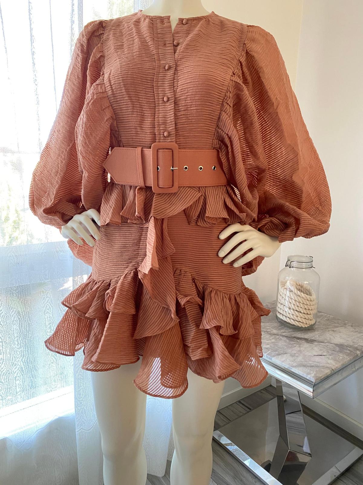 Charlotte Draped Mini Dress- Desert Rose photo 3
