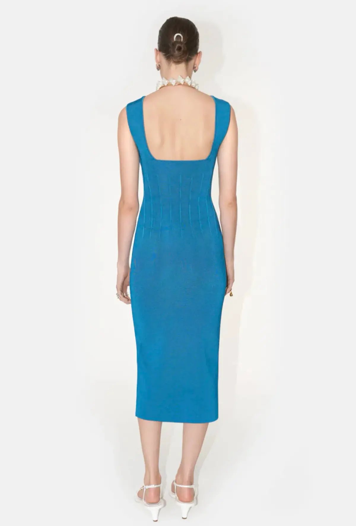Galvan London Electra Stretch Knit Midi Dress Electric Blue Size XL / AU 16 photo 3