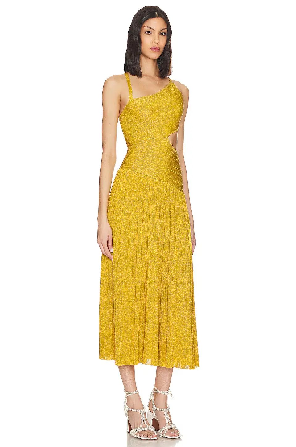 Zimmermann Devi Lurex Midi Dress in Mustard Yellow Size 1 / AU 10 photo 2
