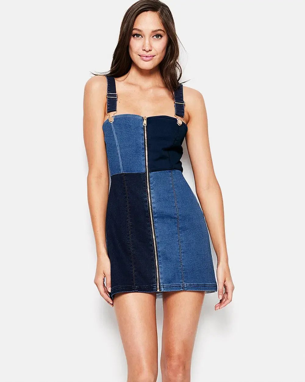 Alice McCall Hello It's Me Denim Patchwork Mini Dress Size 6 photo 2