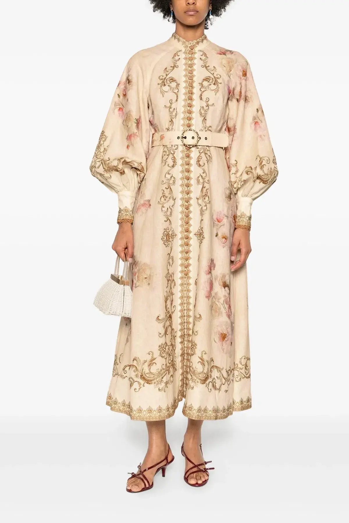 Zimmermann Hypnotic Buttoned Midi Dress White Peony Size 3 au 14 photo 6